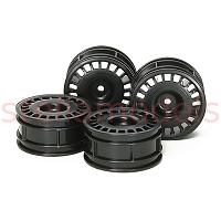 Black Rally Dish Wheel 4pcs, (26mm/Offset+2)*4 [TAMIYA 84272]