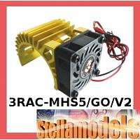 3RAC-MHS5/GO/V2 Ext Motor Heat Sink w/Fan V2 (High Finger) for 540 Motor (Gold)