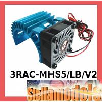 3RAC-MHS5/LB/V2 Ext Motor Heat Sink w/Fan V2 (High Finger) for 540 Motor (Light Blue)