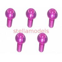 TS-BSM306AL/PK M3 x 6 AL7075 Button Head Hex Socket - Machine (5 Pcs) Pink