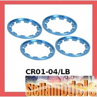 Aluminum Beadlock Ring (Blue, 4pcs.) for TAMIYA CR-01 [3RACING CR01-04/LB] [OLD STOCK]