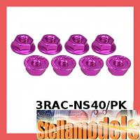 3RAC-NS40/PK 4mm Aluminum Locknut Serrated (8pcs) - Pink [OLD STOCK]