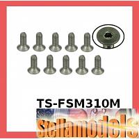 TS-FSM310M M3x10 Titanium Flat Head Hex Socket - Machine (10 Pcs)