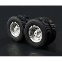 Wheel and Tires Set (Black Center Caps) for Low Loader Trailers (W-2020) [LESU]