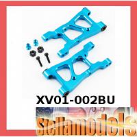 XV01-002BU Aluminum Rear Lower Arm Set (Blue) for XV-01