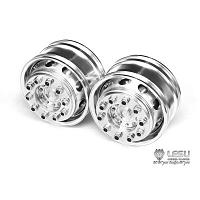 Aluminum Front Wheels (Wide, Round Holes, 1Pr.) for 1/14 Tractor Trucks (W-2018-A1) [LESU]