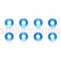 3mm Aluminum Countersunk Washer (8pcs/Blue) [TAMIYA 54156]