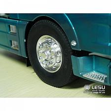Aluminum Front Wheels (Wide, Round Holes, 1Pr.) for 1/14 Tractor Trucks (W-2016-A) [LESU] 3