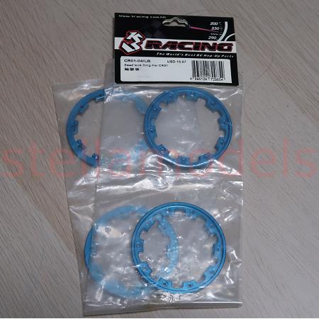Aluminum Beadlock Ring (Blue, 4pcs.) for TAMIYA CR-01 [3RACING CR01-04/LB] [OLD STOCK] 2