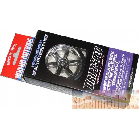 53960 6-Spoke Metal Plated Wheel w/Drift Tire Type D 2PCS. 1