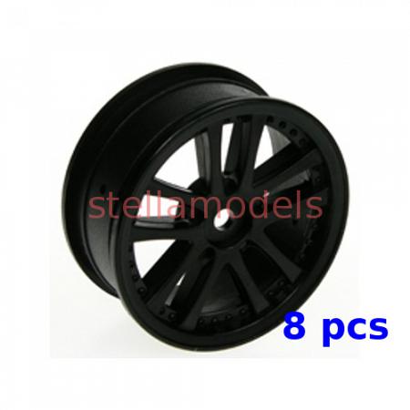WH-01/BL Dual 5-Spoke Rims For 1/10 Touring Cars - Black 1