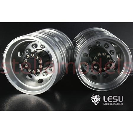 Aluminum Rear Wheels (4Pcs., Round Holes) for 1/14 Tamiya Trucks (W-2012-A) [LESU] 1