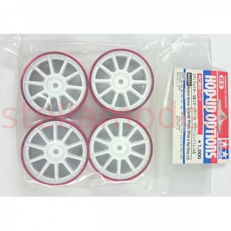 Medium-Narrow 10-Spoke Wheels (White & Red Rims/±0) 4PCS. [TAMIYA 84251] 1